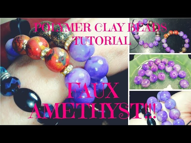 Polymer Clay Faux Amethyst Beads! Tutorial