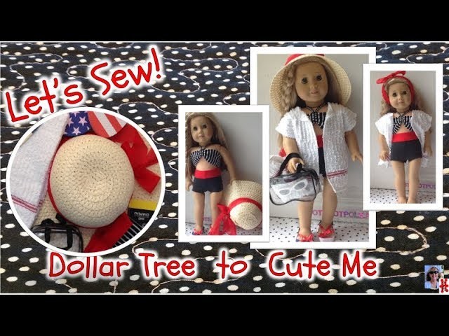 Beach outfit American Girl doll, sewing with Dollar Tree items, easy