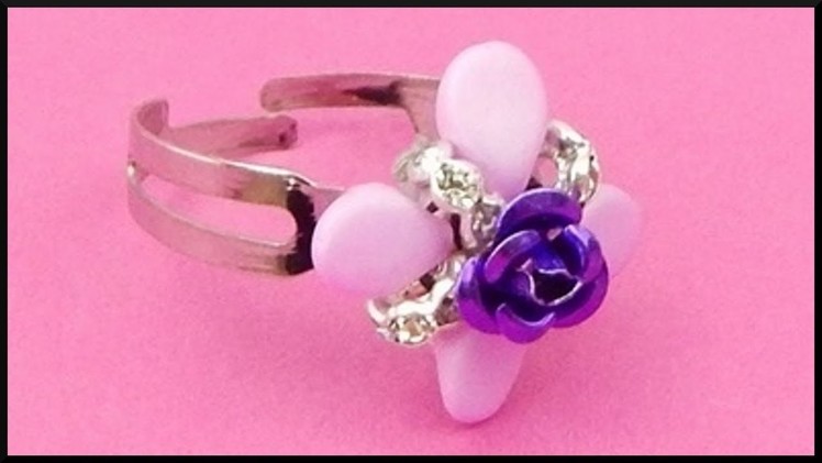 DIY | Beaded Flower Ring with Rose | Beadwork Jewelry | Blumen Perlen Ring | Schmuck