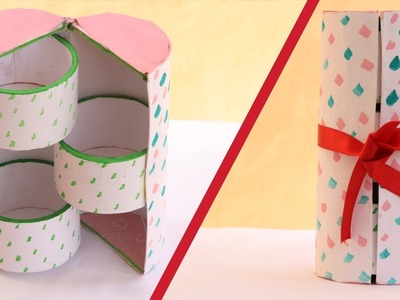 DIY Cute mini 3 drawers cylinder box.jewelry organizer - Recycling Cardboard| Art & Creativity ❤