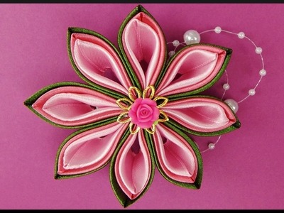 DIY | Kanzashi Ribbon Flower Barrette | Hair Accessories | Stoffblumen Haarschmuck