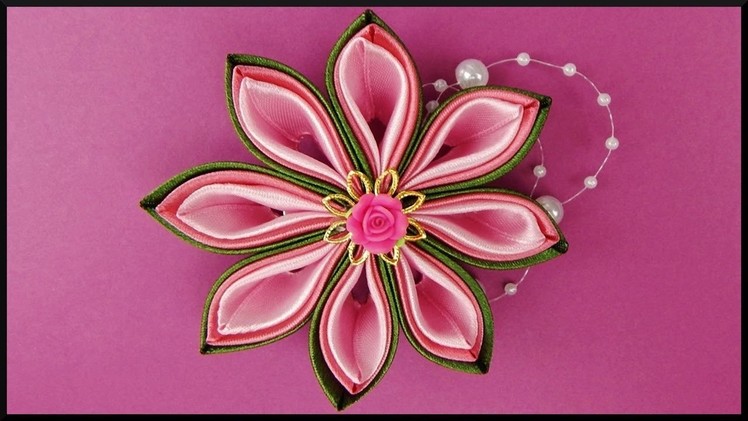 DIY | Kanzashi Ribbon Flower Barrette | Hair Accessories | Stoffblumen Haarschmuck