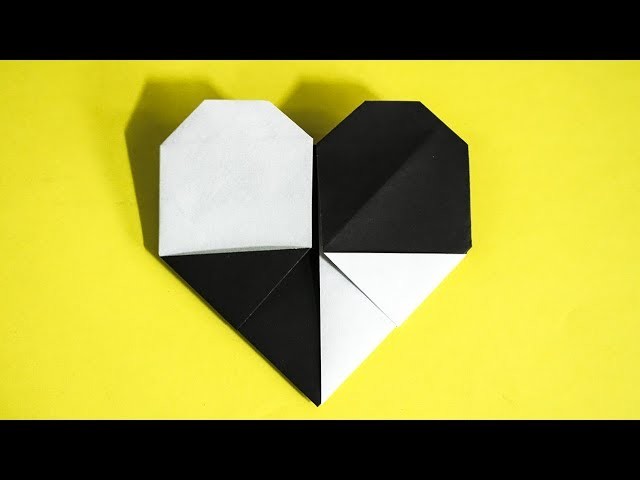 Easy Origami for kids Heart Black & White