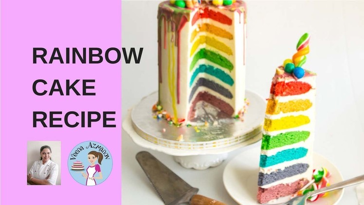 Easy Rainbow Cake Recipe from Scratch - Seven Layer Rainbow Cake
