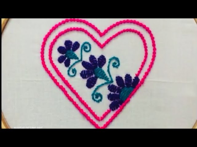 HAND EMBROIDERY 14:LOVE DESIGN BEAD STITCH(MOTI TANKA) AND CROSS STITCH WITH NAKSHI DESING ART