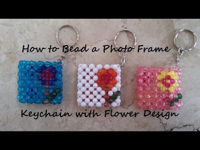 How to Bead a Photo Frame Keychain w.Flower Design