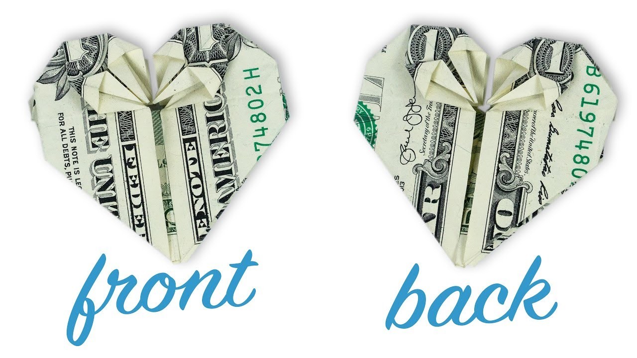 Money Origami Double Heart Wedding Gift Making Instructions