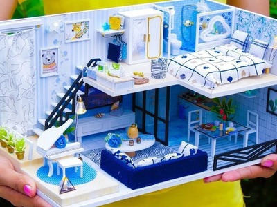 5 DIY Blue theme Modern Style Miniature House Rooms