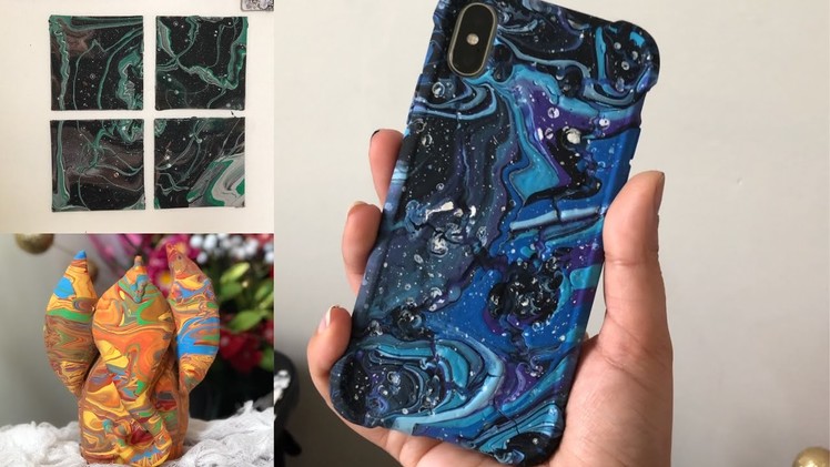 Acrylic Pouring Technique for beginners | DIY Mobile Case, Abstract Painting | Bee Kreativee