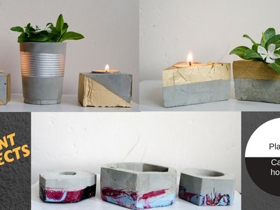 Diy cement Projects. Planters. Candle holders