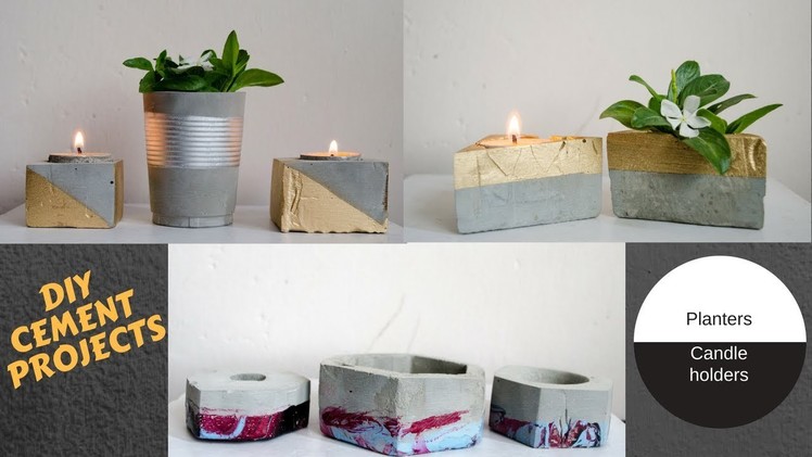 Diy cement Projects. Planters. Candle holders