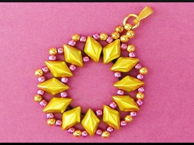 DIY | Green Beaded Gemduo Necklace Pendant | Beadwork Jewelry | Perlen Ketten Anhänger | Schmuck