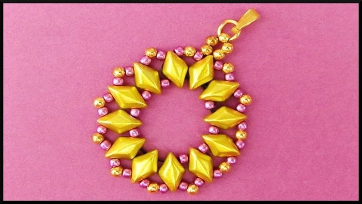DIY | Green Beaded Gemduo Necklace Pendant | Beadwork Jewelry | Perlen Ketten Anhänger | Schmuck