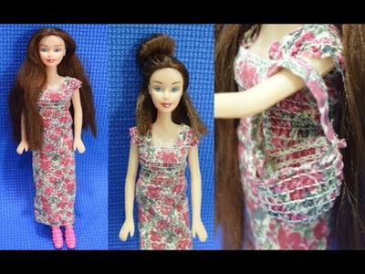 DIY Maxi Dress For Barbie Doll With Matching Bag | Dollhouse Clothes | Eshanya Arts