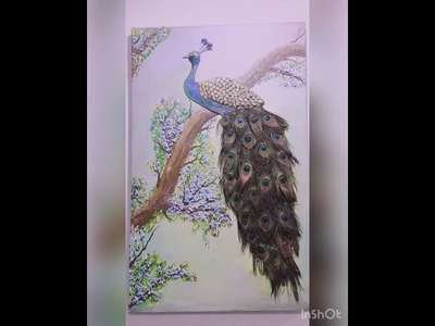 DIY- Peacock painting with actual feathers