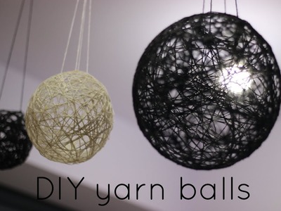 DIY yarn orbs.how to make yarn ball chandelier.DIY with shrishti
