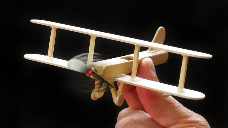 How to make a LED Plane out of Popsicle Sticks   DIY Toy LED Popsicle Plane With DC Motor