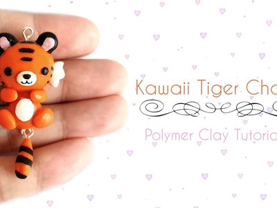 Kawaii Tiger with Dangling Tail Charm. Polymer Clay Tutorial