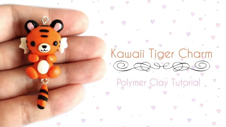 Kawaii Tiger with Dangling Tail Charm. Polymer Clay Tutorial