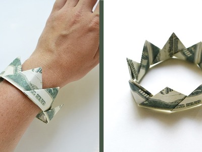 Money BRACELET "CROWN" | Origami out of 4 dollar bills | Tutorial (NProkuda)
