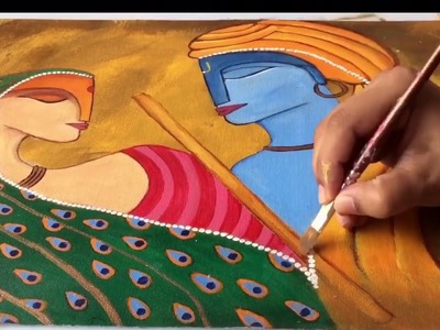 Radha Krishna abstract painting step by step tutorial. radhe Krishna acrylic painting. Radha Krish