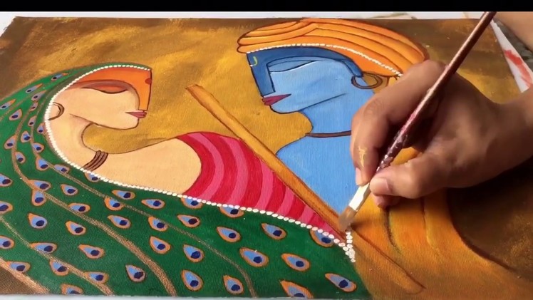Radha Krishna abstract painting step by step tutorial. radhe Krishna acrylic painting. Radha Krish