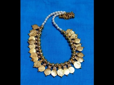 Tutorial | How to make lakshmi kasu mala necklace | beginners | imitation jewellery