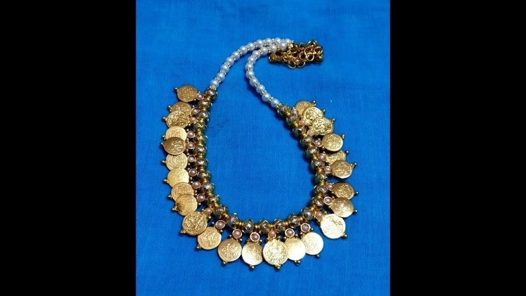 Tutorial | How to make lakshmi kasu mala necklace | beginners | imitation jewellery