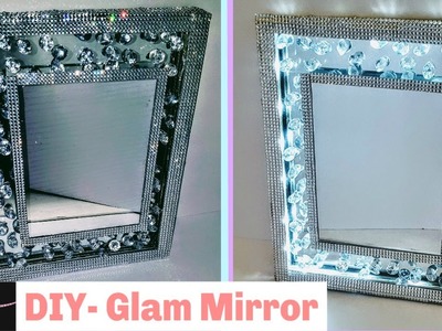 DIY Glam Mirror with Lights - ???? So Glam -  Made with Dollar Tree Materials - DIY wall decor