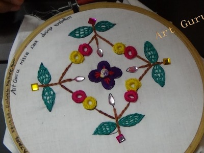 Hand Embroidery Art  -  Simple mirror work embroidery design