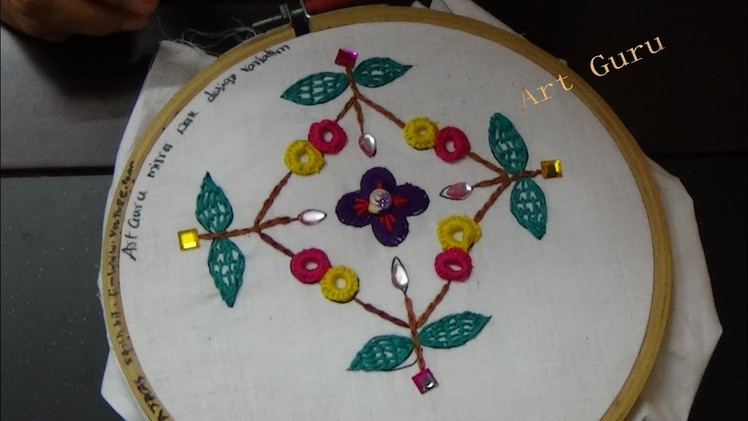 Hand Embroidery Art  -  Simple mirror work embroidery design