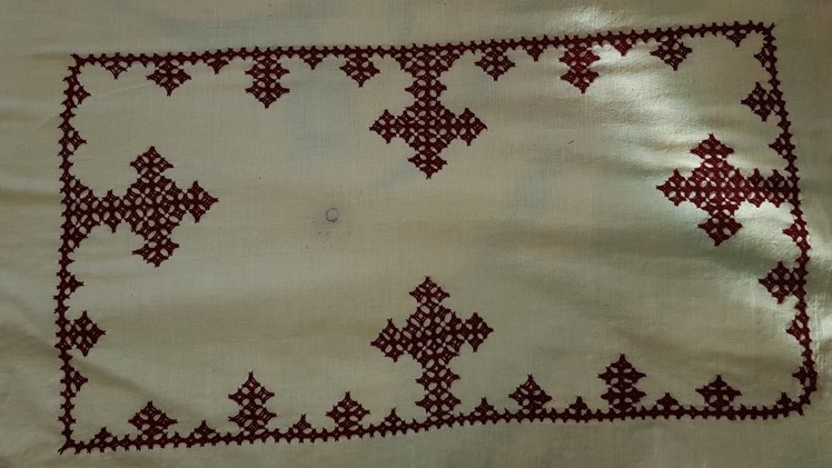 HAND EMBROIDERY : CROSS STITCH SINDHI TANKA TABLE COVER