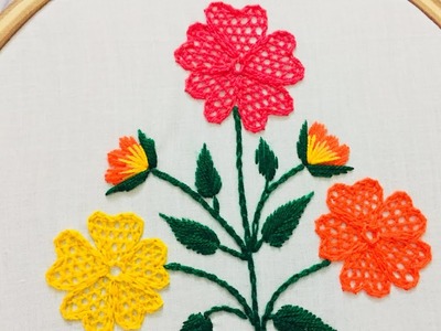 Hand embroidery design  net stitch design by nakshi design art