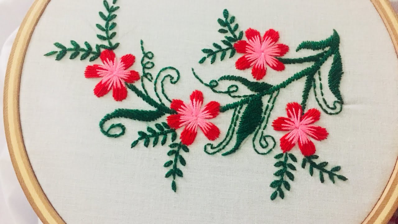 straight stitch hand embroidery flower designs free download