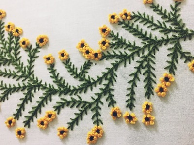 Hand embroidery flower stitch design with stem stitch  knot stitch by nakshi design art