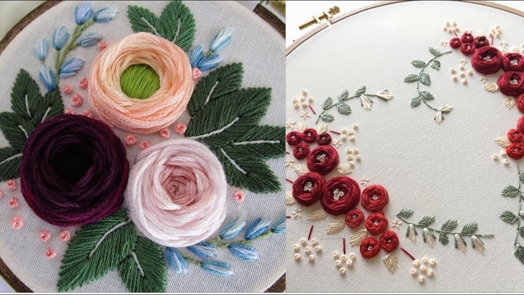 Hand embroidery flower stitch design hand work embroidery