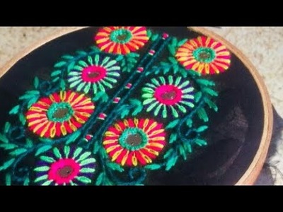 Hand Embroidery:Long tailed dasiy stitch Flowers
