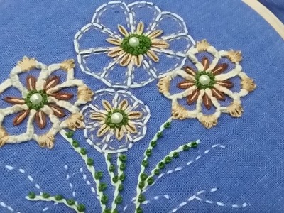 Hand embroidery of beautiful brown flowers  | 33 |