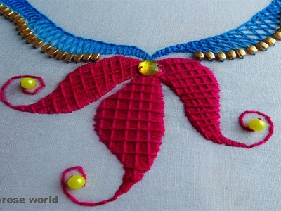Hand Embroidery stitch: Neck design for dress.blouse.kurti