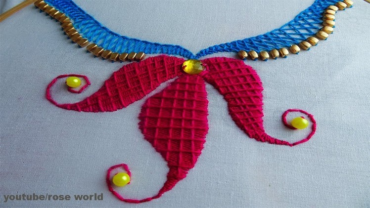 Hand Embroidery stitch: Neck design for dress.blouse.kurti