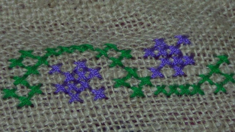 Hand Embroidery Work : Cross Stitch Embroidery : Border Design