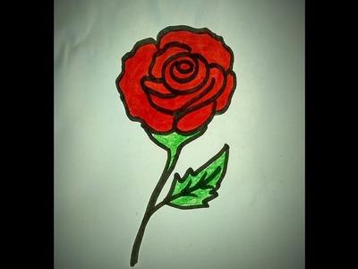 How to draw a Rose Easy tutorial. Simple rose flower