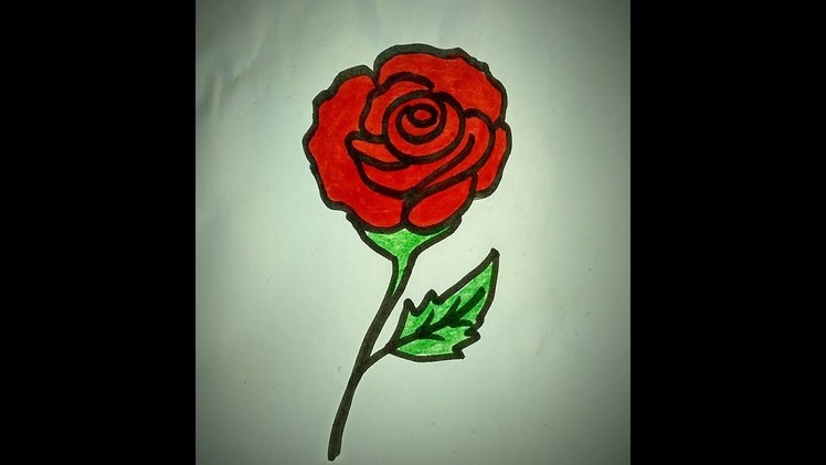 How to draw a Rose Easy tutorial. Simple rose flower