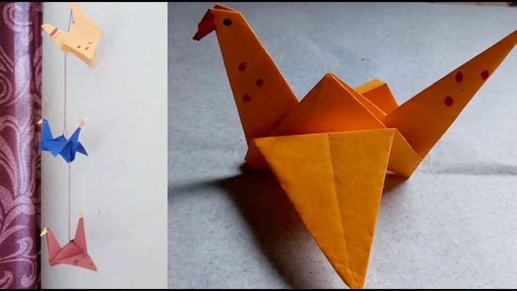 How to make a flying paper bird. paper bird hanging