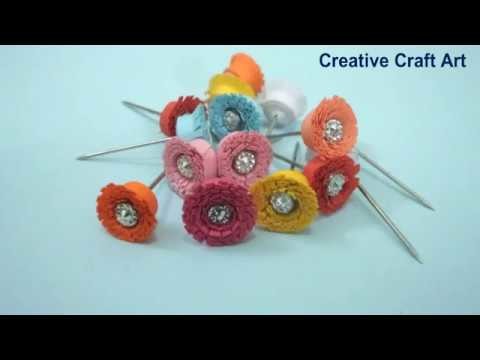 Quilling Fringed Flower Hair Pin And Hijab Pin. Quelled Hair Pin Make In Hindi