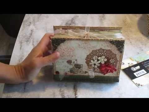 Scrapbooking mini journal album with "Bella Rouge" journaling and note cards