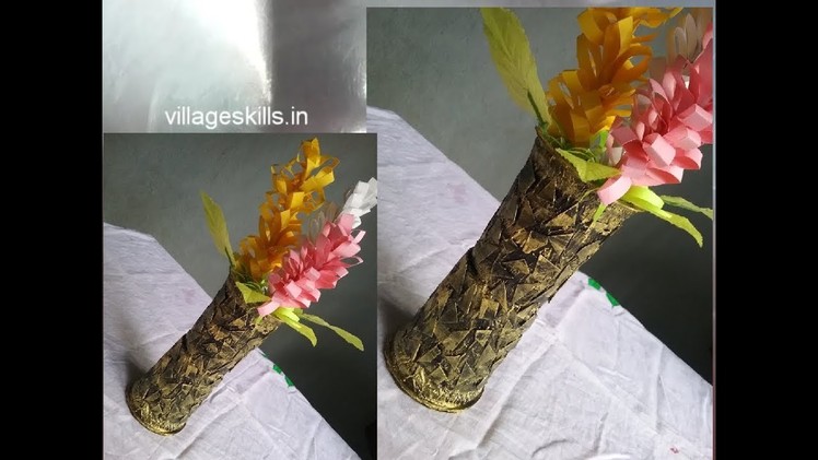 DIY home decor ideas from disposable plastic water glasses,how to make flowervase with Antique look