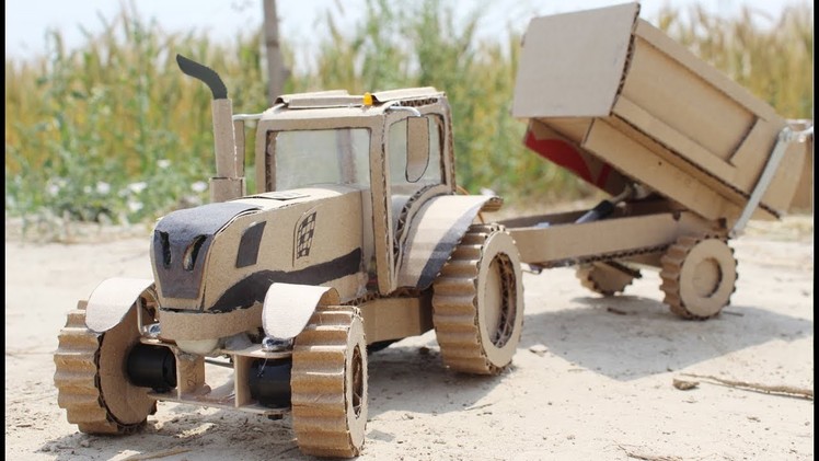 How To Make Powerful RC Tractor Using Cardboard at Home