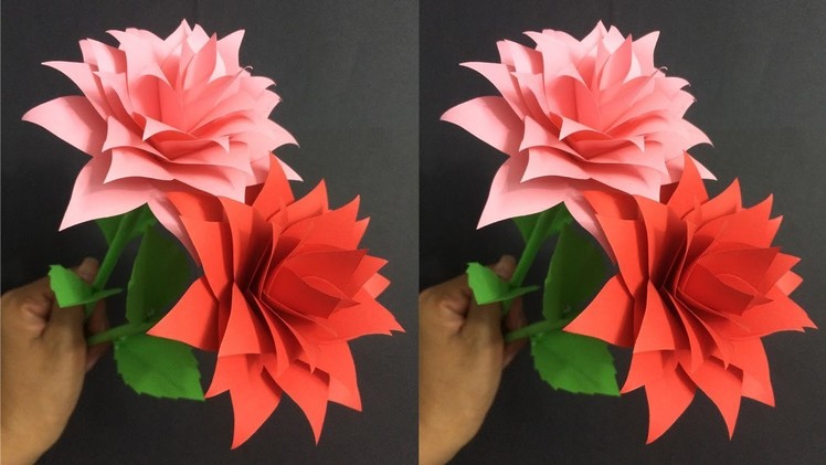 How to Make Rose Paper Flower | Making Paper Flowers Step by Step | DIY-Paper Crafts