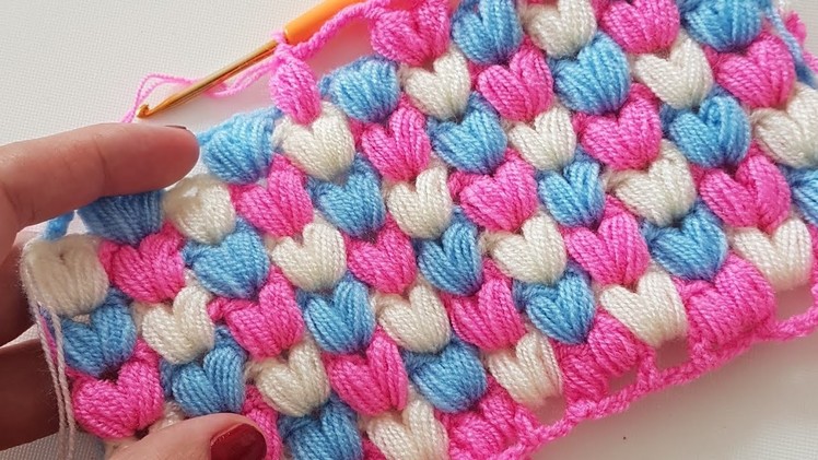 Kalpli Lif. Battaniye. Heart Crochet Blanket